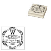 Traditionelles Monogramm Kreis Rücksendeadresse Gummistempel (Stempel)