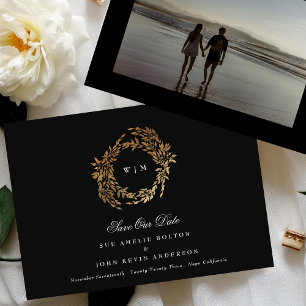 Traditionelles Monogramm Schwarzes Klassisches Hoc Save The Date