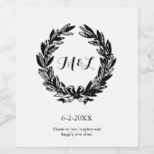 Traditionelles Monogramm-Wraath-Hochzeitsgeschenk Weinetikett (Einzelnes Label)
