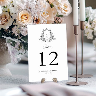 Traditionelles Monogrammwappen Florales Elegantes  Tischnummer
