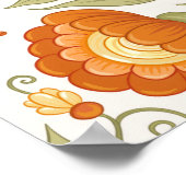 Traditionelles Motiv, Fantasie-Blume im Retro, Poster (Ecke)