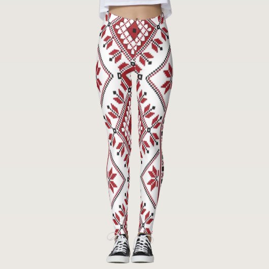Traditionelles Motiv, traditionelles rumänisches M Leggings (Vorderseite)