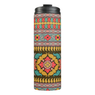 Traditionelles Mughal-Randdesign art,ethnisch,Stof Thermosbecher