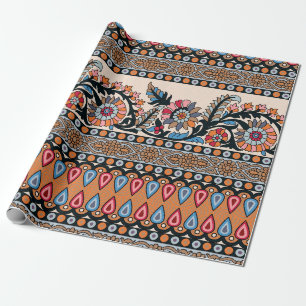Traditionelles Mughal-Randdesign, nahtlos, afr Geschenkpapier
