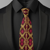 Traditionelles Muster Gold und Ruby Necktie Krawatte