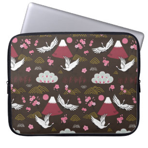 Traditionelles, nahtloses Doodmuster aus Japan mit Laptopschutzhülle