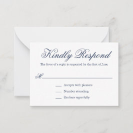 Traditionelles Navy-Formal-Mini-Hochzeit RSVP Mitteilungskarte
