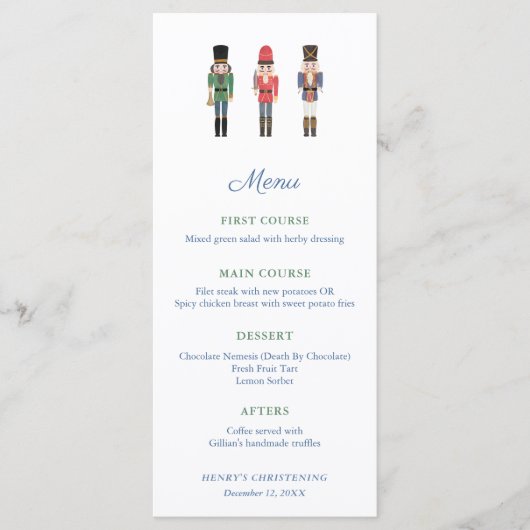 Traditionelles Nutcracker Ballet Weihnachts-Party Menükarte (Vorderseite)