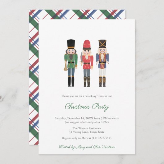 Traditionelles Nutcracker Familienweihnachtsfest P Einladung (Vorne/Hinten)
