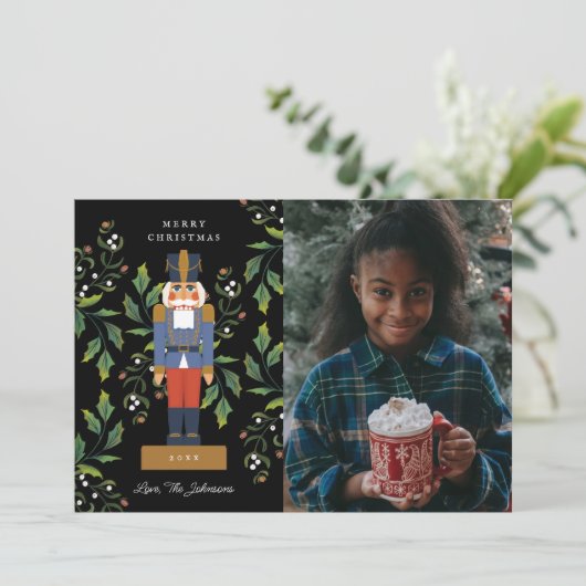 Traditionelles Nutcracker-Foto Feiertagskarte (Stehend Vorderseite)