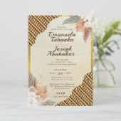 Traditionelles Orange Ivory Kente Hochzeit Einladu Einladung (Stehend Vorderseite)