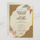 Traditionelles Orange Ivory Kente Hochzeit Einladu Einladung (Vorne/Hinten)