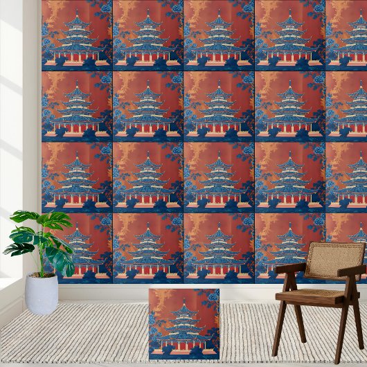 Traditionelles Oriental Pagoda Tile Fliese