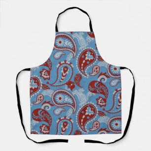 Traditionelles Paisley Linocut Red White Blue Schürze