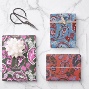 Traditionelles Paisley Linocut Variety Pack Geschenkpapier Set