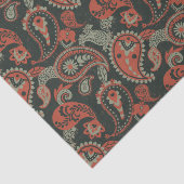 Traditionelles Paisley Linocut Warm Orange Mint Gr Seidenpapier (Ausschnitt)