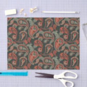 Traditionelles Paisley Linocut Warm Orange Mint Gr Seidenpapier (Handwerk)