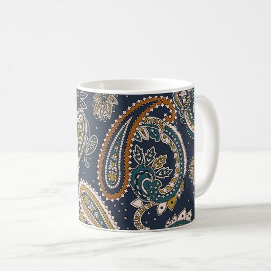 Traditionelles Paisley-Muster auf der Basis Kaffeetasse (VorderseiteRechts)