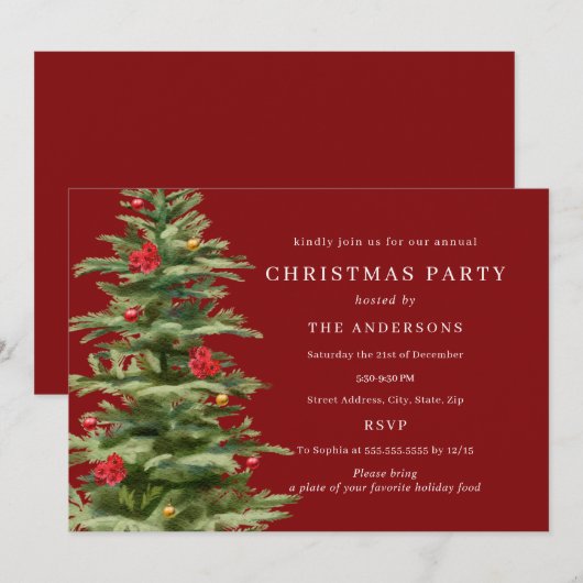 Traditionelles Party Tree Einladung (Vorne/Hinten)