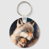 Traditionelles Personalisiertes Wolf Pet-Foto Schlüsselanhänger (Vorderseite)
