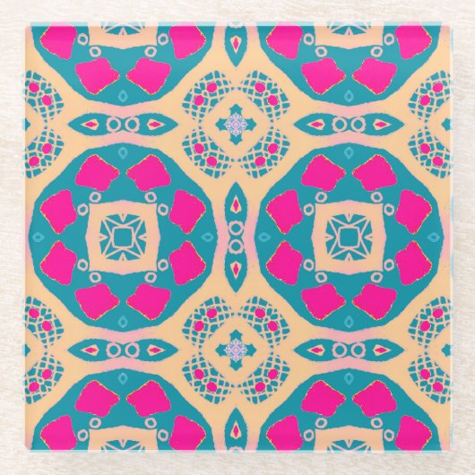 Traditionelles, peruanisches Patchwork, Fliesenmus Glasuntersetzer (Vorderseite)
