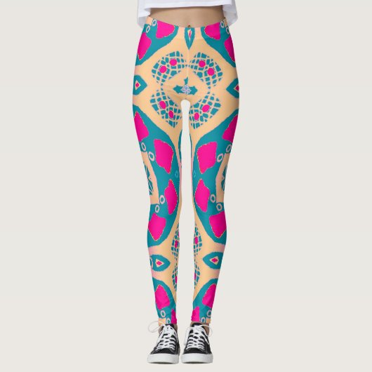 Traditionelles, peruanisches Patchwork, Fliesenmus Leggings (Vorderseite)