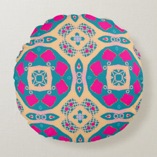 Traditionelles, peruanisches Patchwork, Fliesenmus Rundes Kissen