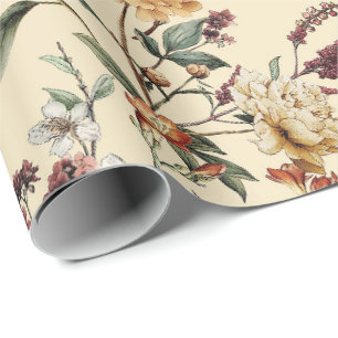 Traditionelles Pfingstrosen-Muster im Vintage-Stil Geschenkpapier