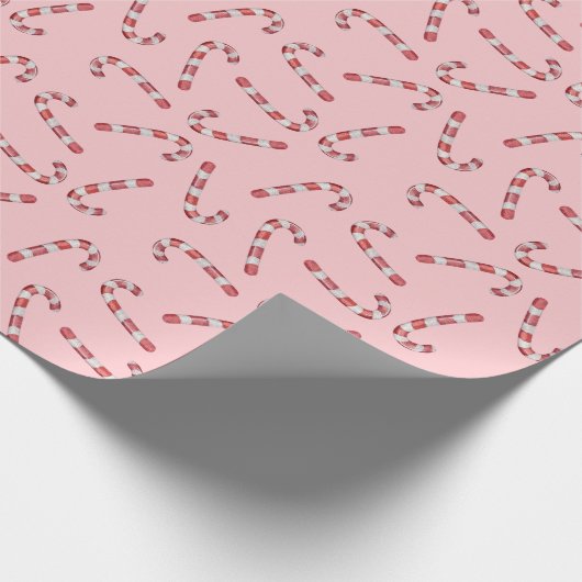 Traditionelles Pink Candy Cane Weihnachten Geschenkpapier (Ecke)