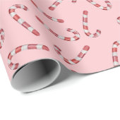 Traditionelles Pink Candy Cane Weihnachten Geschenkpapier (Rolleneckpunkt)