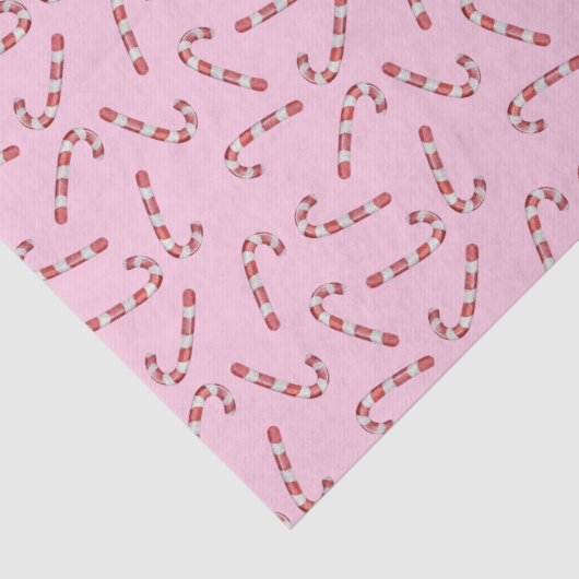 Traditionelles Pink Candy Cane Weihnachten Seidenpapier (Detail)