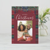 Traditionelles Plaid Feiertagskarte (Stehend Vorderseite)