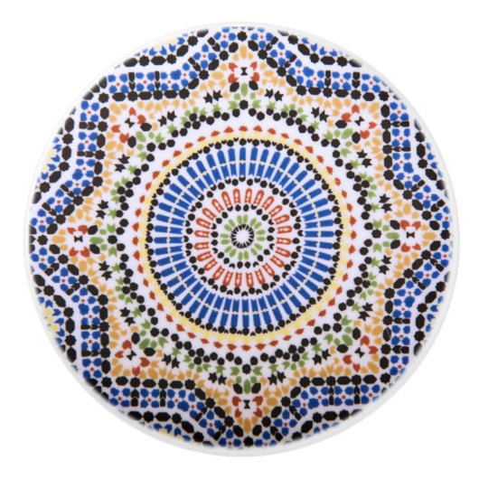 Traditionelles Portugiese Azulejo Fliesen-Muster Keramikknauf (Vorderseite)