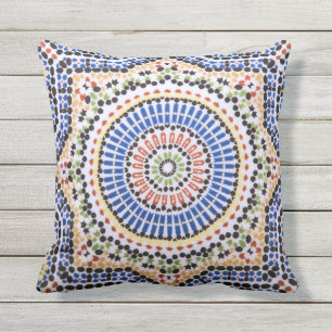 Traditionelles Portugiese Azulejo Fliesen-Muster Kissen Für Draußen