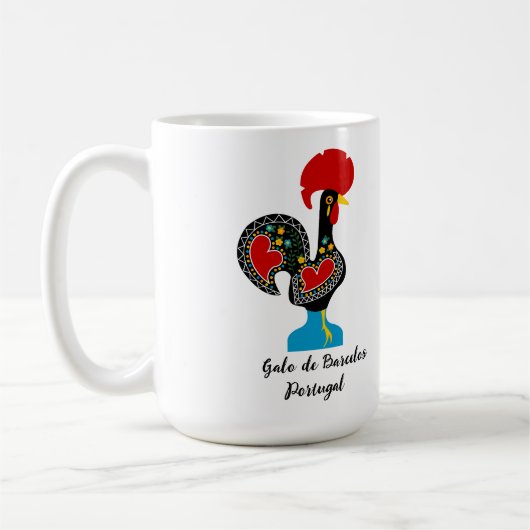 Traditionelles Raster von Barcelos in Schwarz Kaffeetasse (Links)