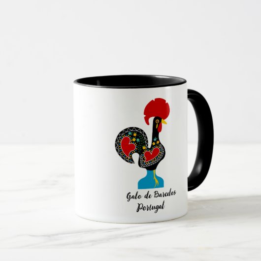 Traditionelles Raster von Barcelos in Schwarz Tasse (VorderseiteRechts)