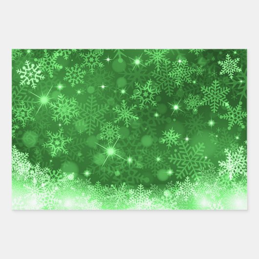 Traditionelles Red Blue & Green Snowflake Motif Geschenkpapier Set (Vorderseite 2)