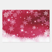 Traditionelles Red Blue & Green Snowflake Motif Geschenkpapier Set (Vorderseite)