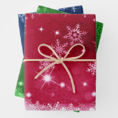 Traditionelles Red Blue & Green Snowflake Motif Geschenkpapier Set (Beispiel)