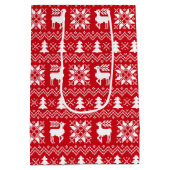 Traditionelles Red Christmas Sweater Winter Design Mittlere Geschenktüte (Rückseite)