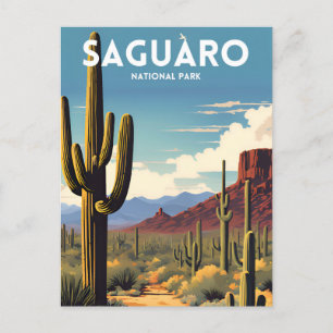 Traditionelles Reiseposter des Saguaro-Nationalpar Postkarte