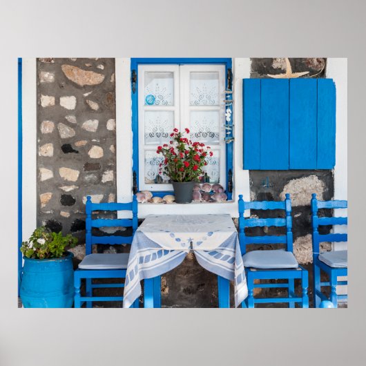 Traditionelles Restaurant Oia Santorini Griechenla Poster (Vorne)