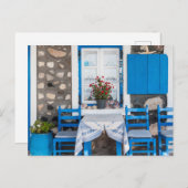 Traditionelles Restaurant Oia Santorini Griechenla Postkarte (Vorne/Hinten)