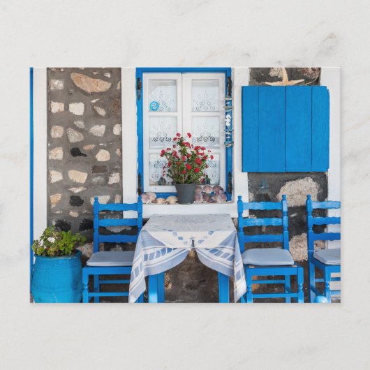 Traditionelles Restaurant Oia Santorini Griechenla Postkarte (Vorderseite)