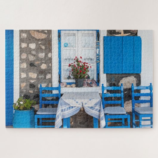 Traditionelles Restaurant Oia Santorini Griechenla Puzzle (Horizontal)
