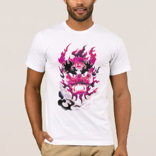 Traditionelles rosa Oni Maske T-Shirt