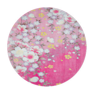 Traditionelles Rosa Weiß Japanisch Floral Sakura Schneidebrett