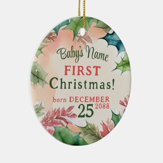 Traditionelles Rot-Grün-Weihnachtsfest-Foto Keramik Ornament (Rechts)