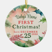 Traditionelles Rot-Grün-Weihnachtsfest-Foto Keramik Ornament (Vorne)