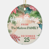 Traditionelles Rot-Grün-Weihnachtsfest-Foto Keramik Ornament (Links)